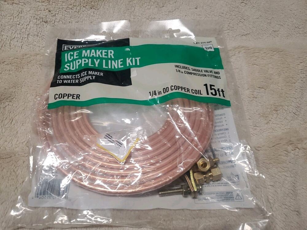 Everbilt 1001 274 449 Ice Maker Supply Line Kit 15' 1/4" OD Copper Coil 320